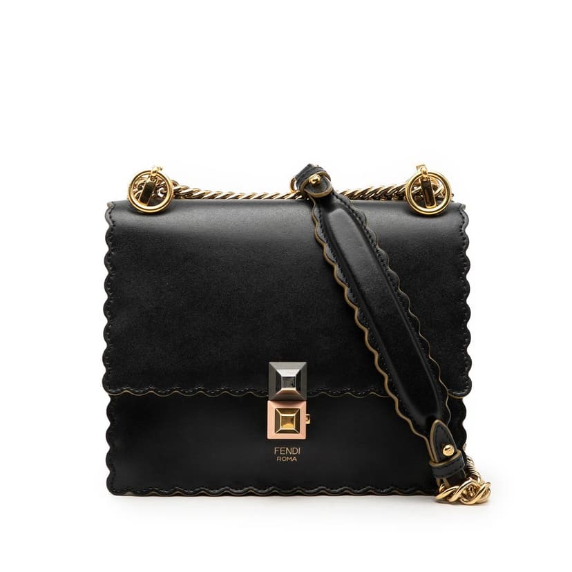 Fendi Small Scalloped Leather Kan I Crossbody