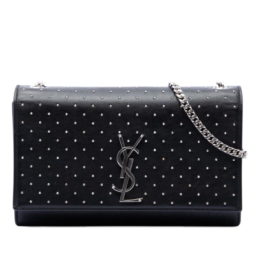 Saint Laurent Medium Studded Calfskin Monogram Kate Crossbody