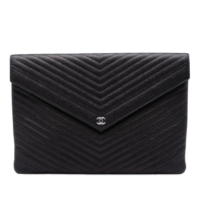 Chanel حقيبة يد كبيرة بتصميم شيفرون كافيار