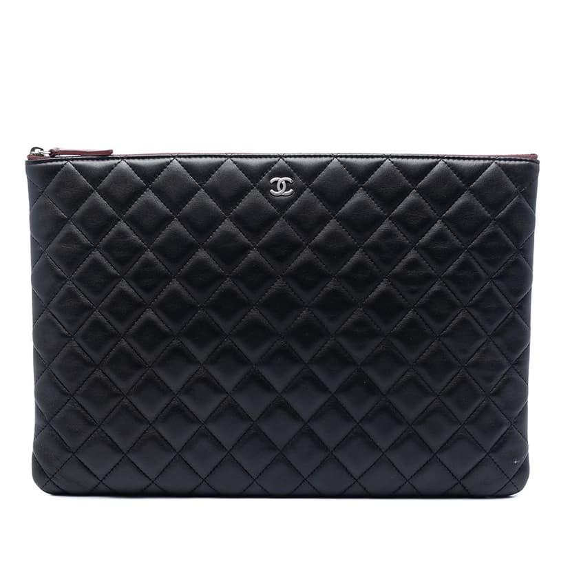 Chanel Large Quilted Lambskin O Case Clutch