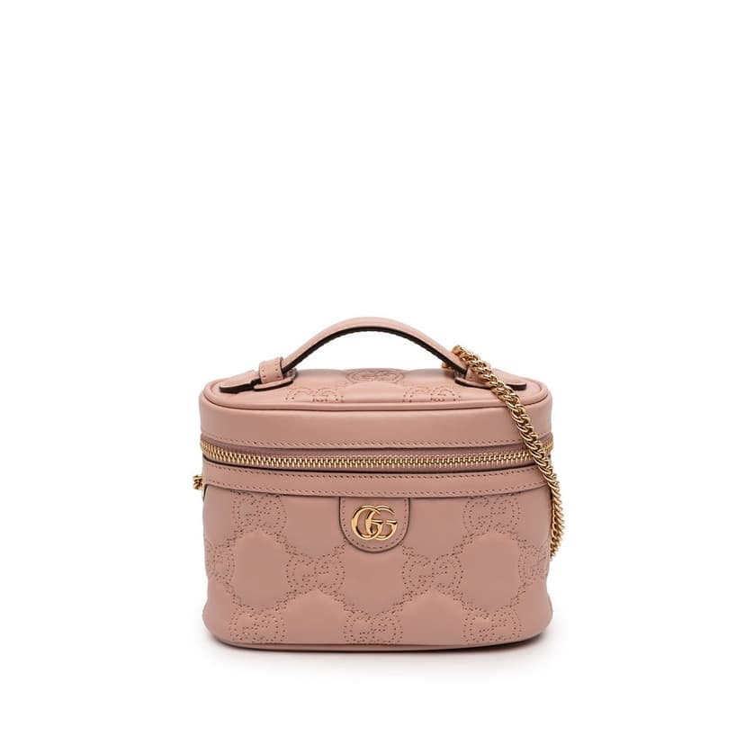 Gucci Mini GG Marmont Matelasse Calfskin Top Handle Vanity Chain Bag