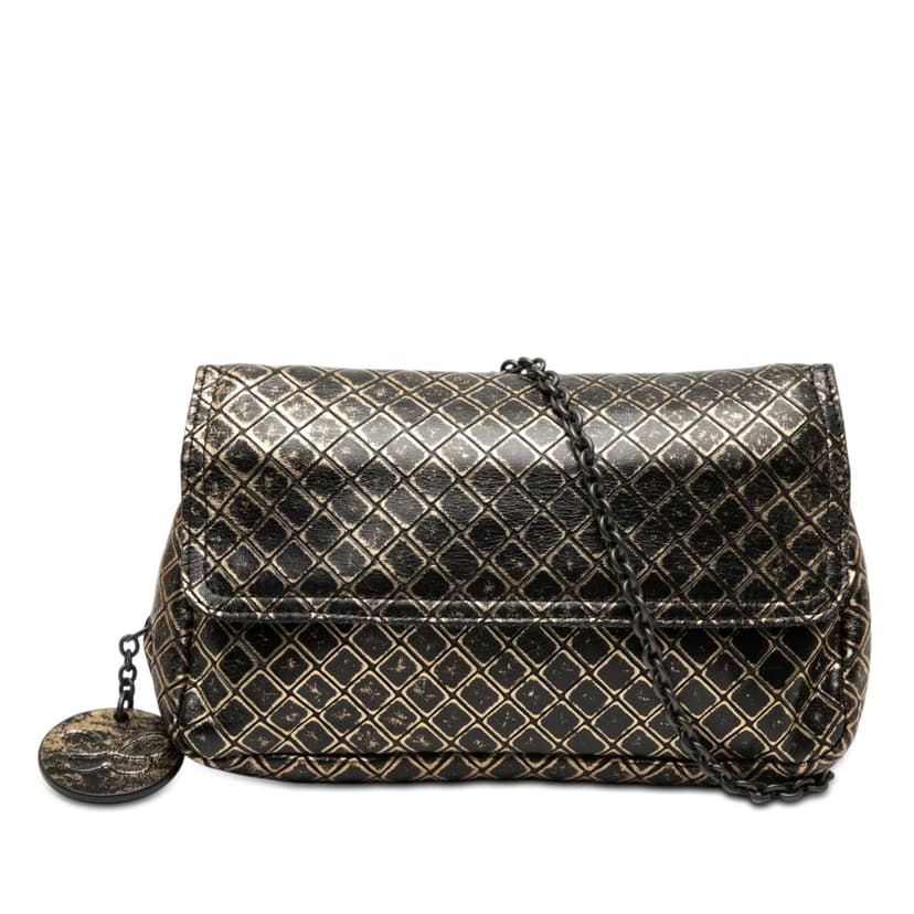 Bottega Veneta Metallic Calfskin Intrecciomirage Chain Flap Crossbody