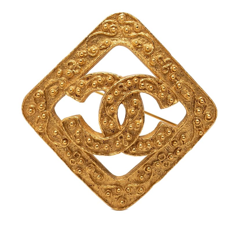 Chanel بروش ألماس معيني مطلي بالذهب عيار 925