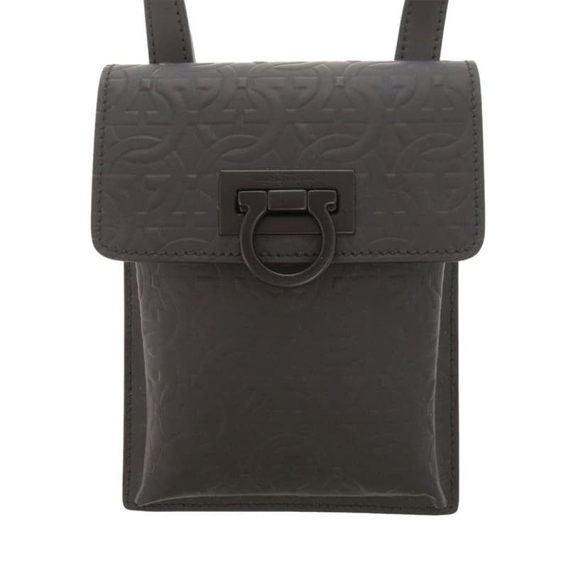 Salvatore Ferragamo Gancini Embossed Leather Phone Pouch Crossbody