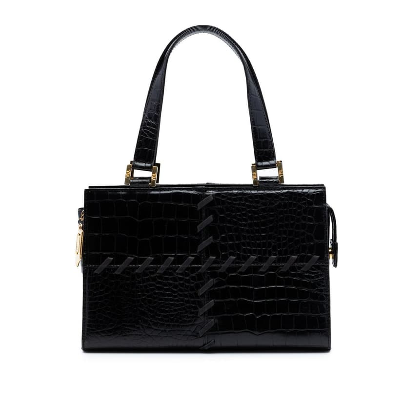 Saint Laurent Croc Embossed Leather Shoulder Bag