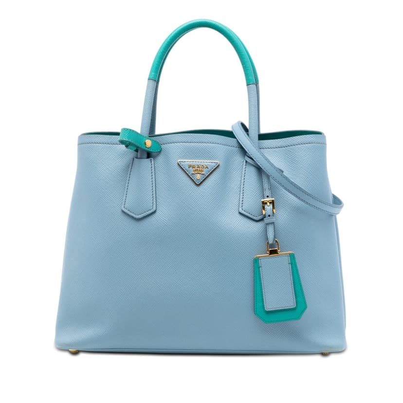 Prada Medium Bicolor Saffiano Cuir Double Satchel