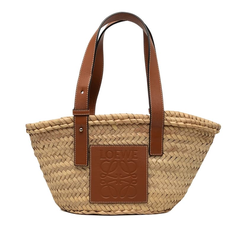 Loewe Small Raffia Anagram Basket Tote