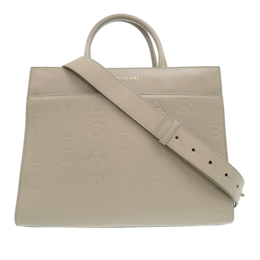 Bvlgari Embossed Leather Logo Infinitum Tote