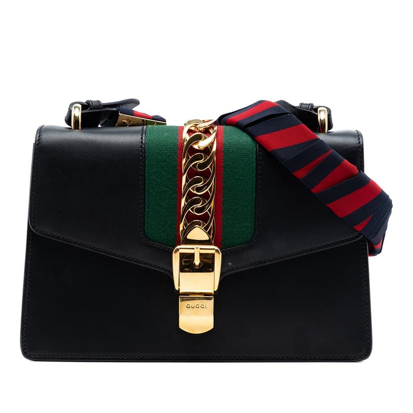 Gucci Small Leather Web Sylvie Satchel