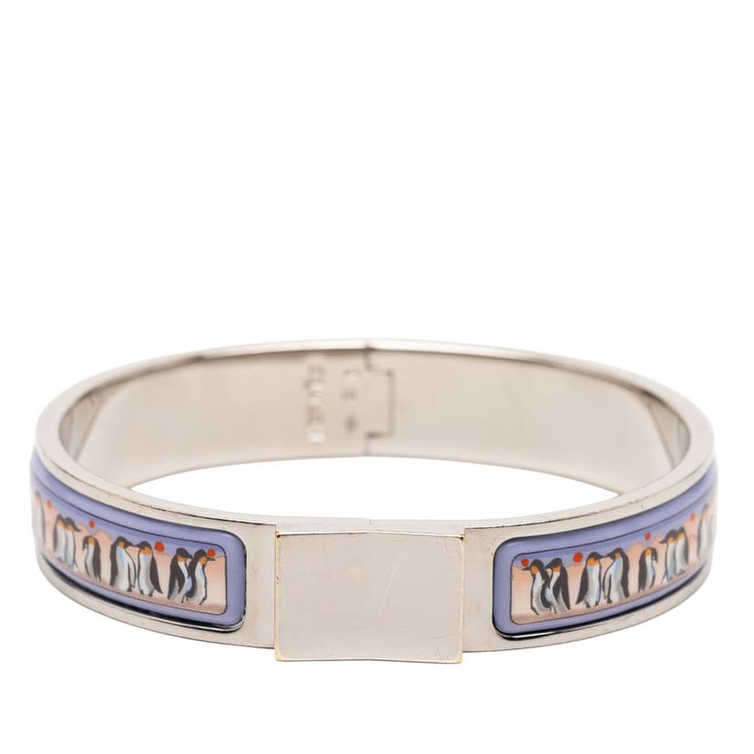 Hermès Narrow Enamel Penguin Loquet Hinge Bangle PM