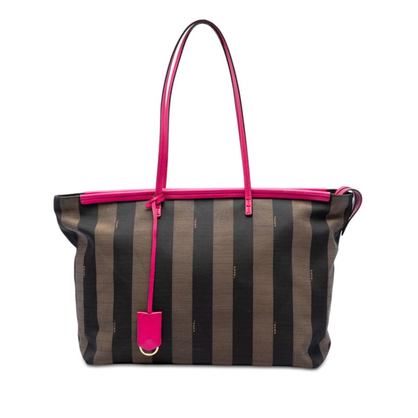 Fendi Medium Pequin Canvas Roll Tote