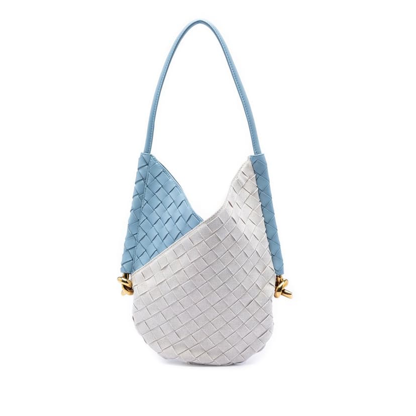 Bottega Veneta Small Nappa and Canvas Intrecciato Solstice Shoulder Bag