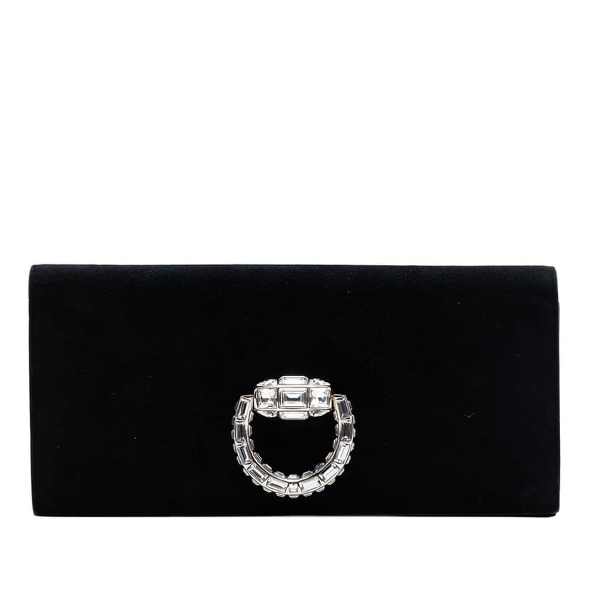Gucci Suede Broadway Crystal Clutch