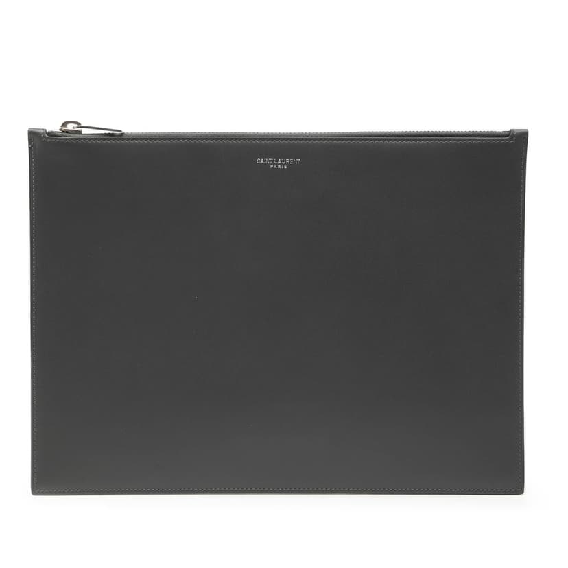 Saint Laurent Leather Zip Clutch