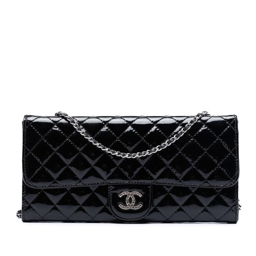 Chanel CC Quilted Patent Brilliant East West Wallet On Chain
