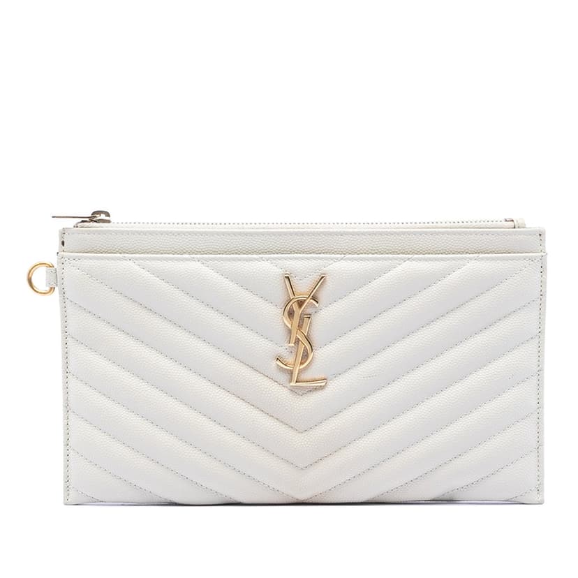 Saint Laurent Grain De Poudre Chevron Monogram Clutch