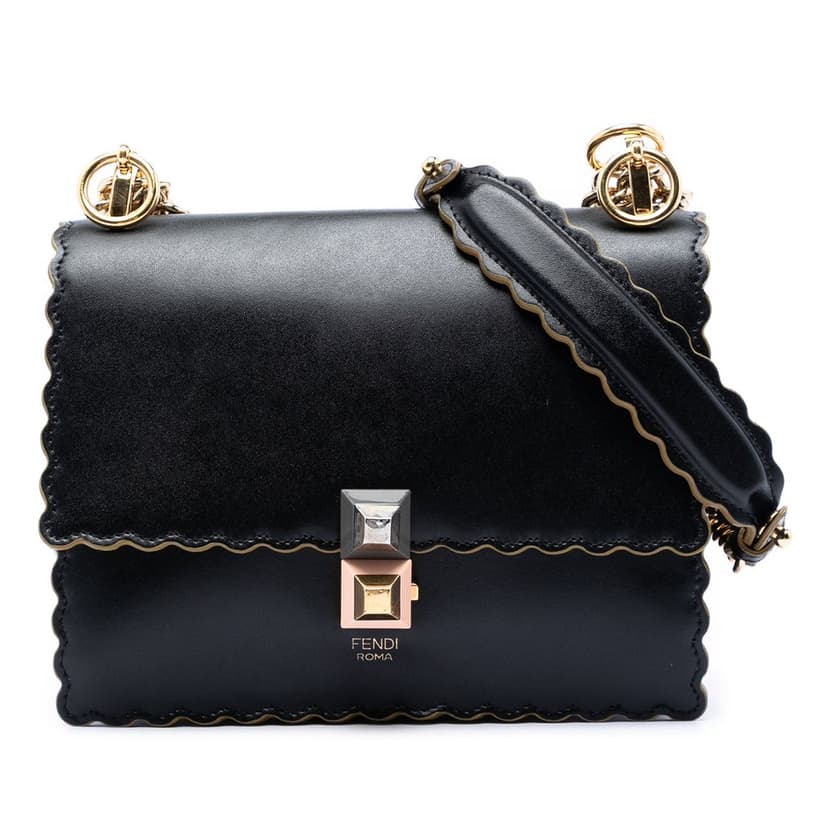Fendi Small Scalloped Leather Kan I Crossbody