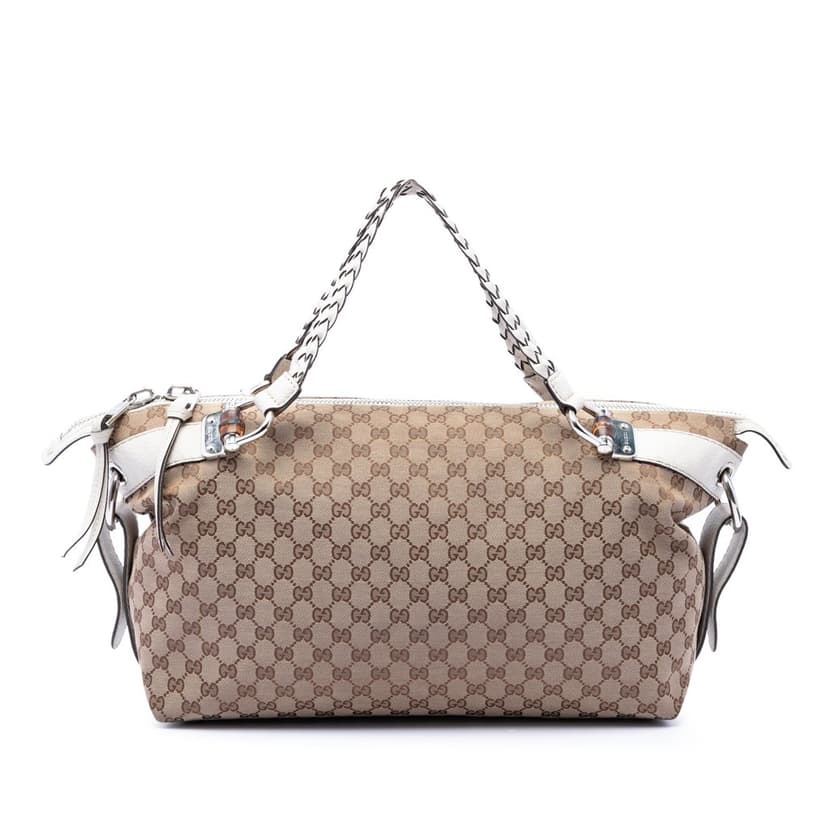 Gucci Medium GG Canvas Bamboo Bar Tote