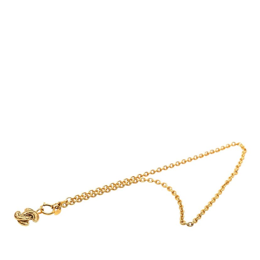 Chanel CC Quilted Gold Plated Pendant Necklace