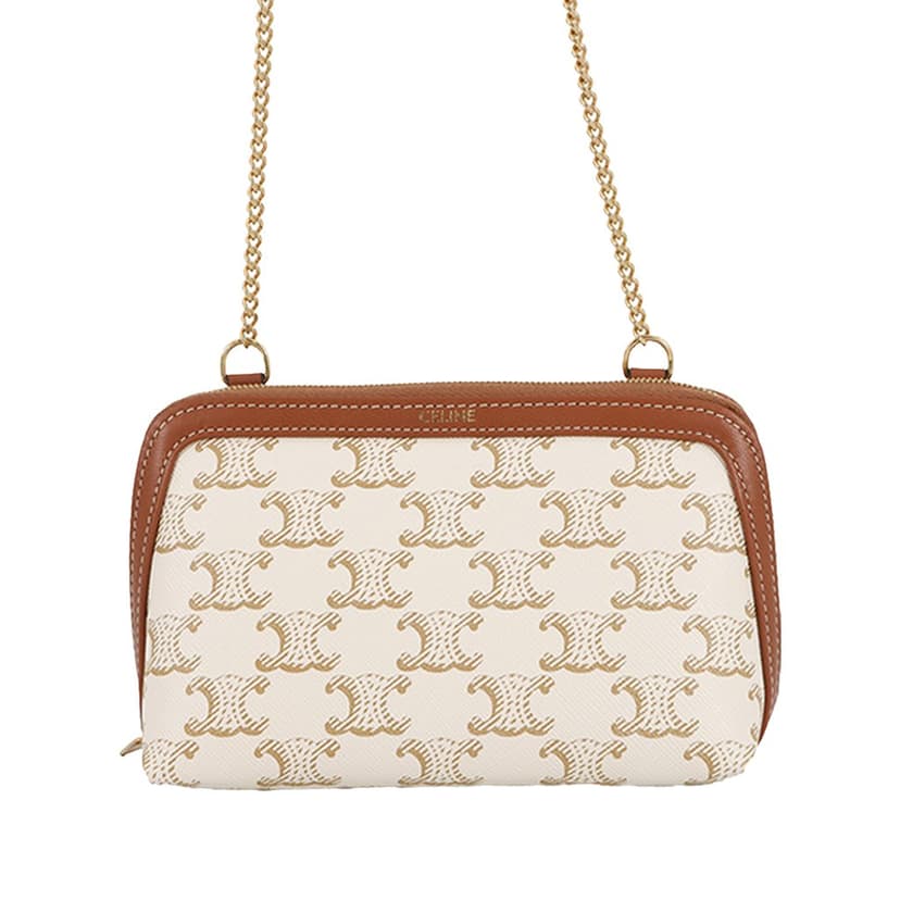 Celine Triomphe Coated Canvas Clutch On Chain