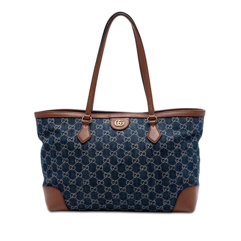 Gucci Medium GG Denim Ophidia Tote