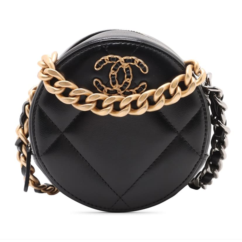 Chanel Lambskin 19 Round Clutch with Chain