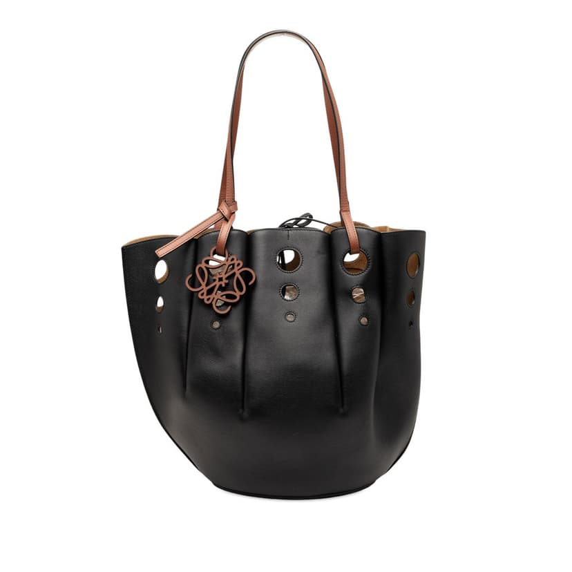 LOEWE Paulas Ibiza Perforated Leather Shell Basket Tote