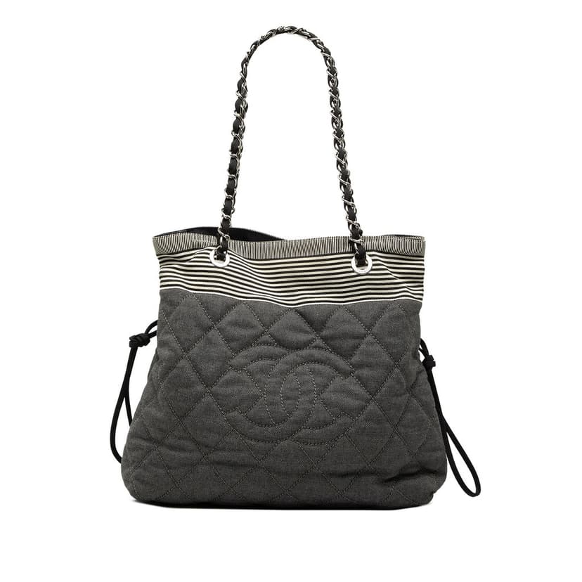 Chanel CC Quilted Denim Bonbon Tote