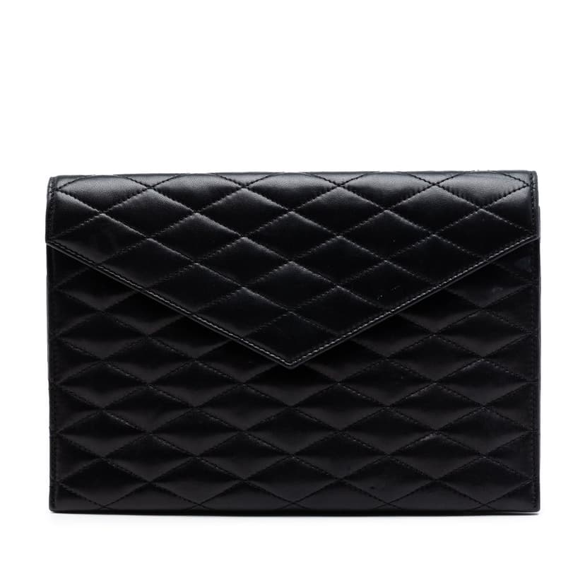 Saint Laurent Quilted Lambskin Envelope Pouch