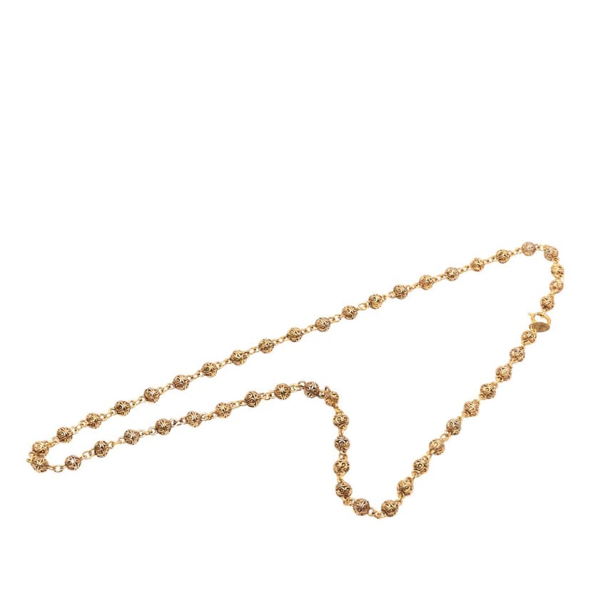 Chanel Gold Plated Bead Strand Necklace