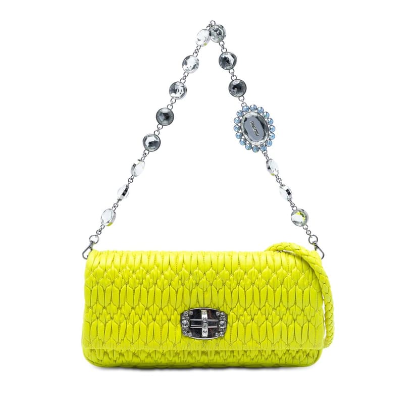 Miu Miu Matelasse Nappa Crystal Chain Satchel