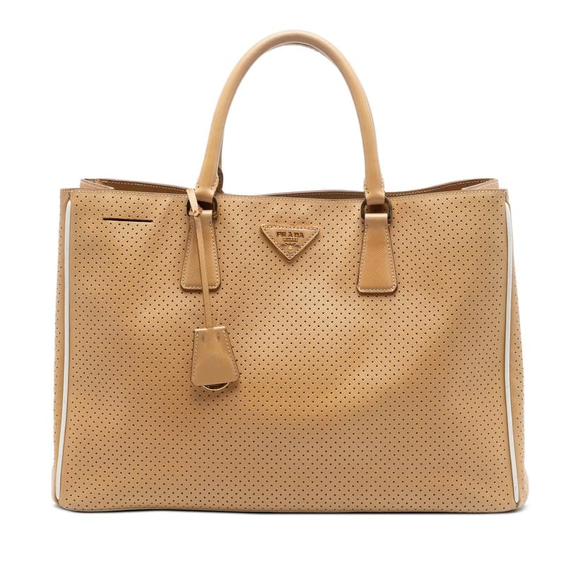 Prada Large Perforated Saffiano Lux Galleria Zip Tote