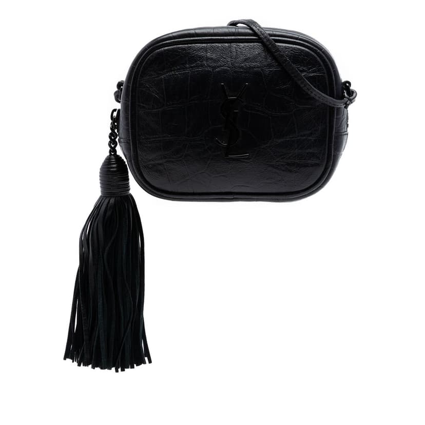Saint Laurent Mini Croc Embossed Leather Blogger Camera Bag