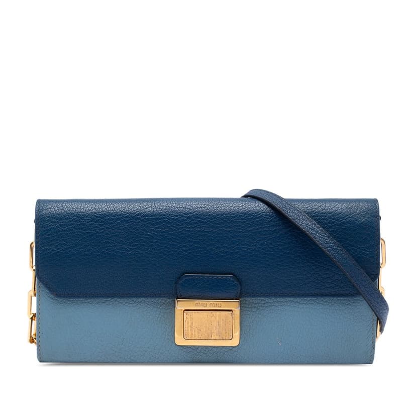Miu Miu Bicolor Goatskin Madras Wallet on Chain