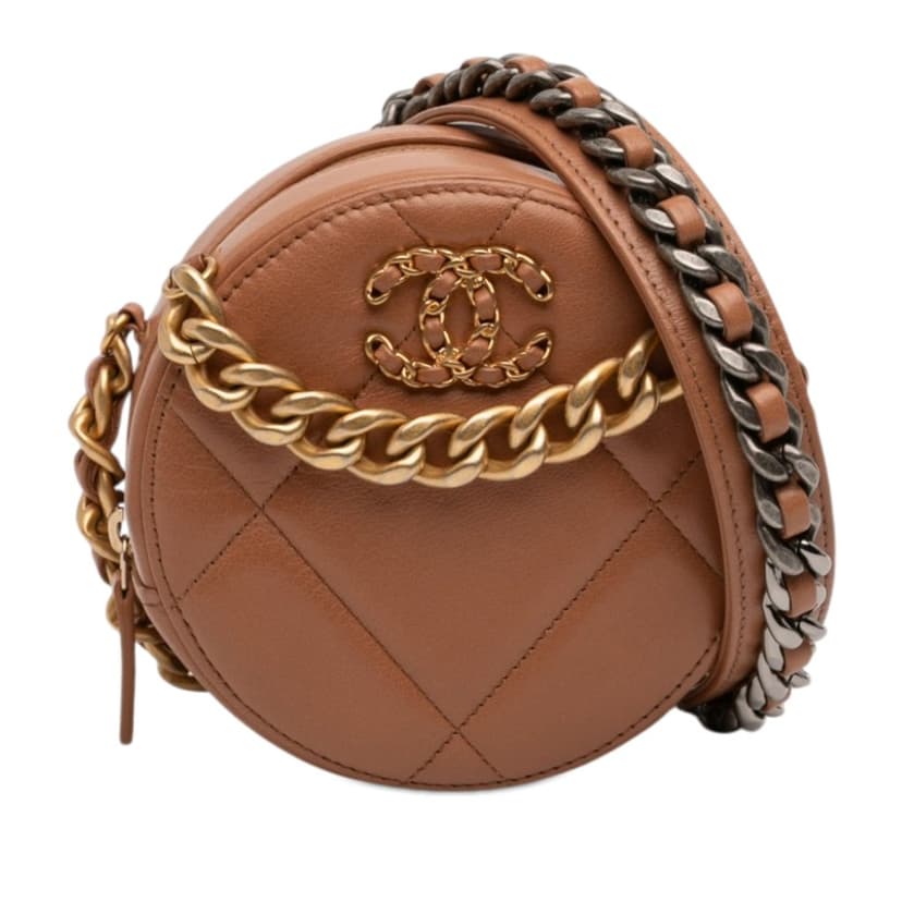 Chanel حقيبة يد صغيرة دائرية رقم 19 مع حزام