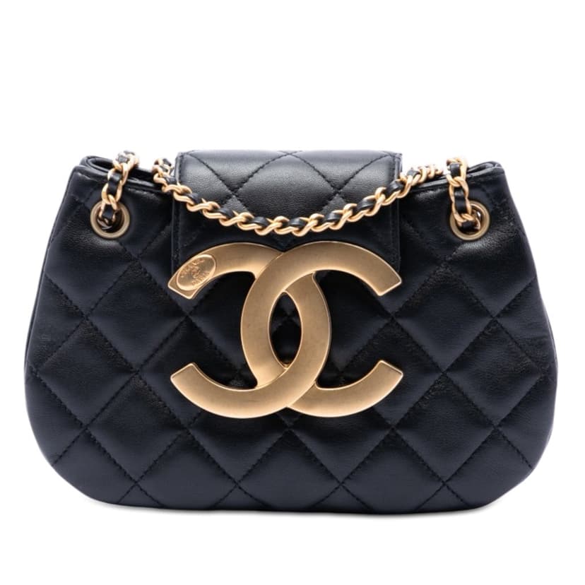 Chanel Small Quilted Lambskin Giant CC Chain Compartment Messenger Bag