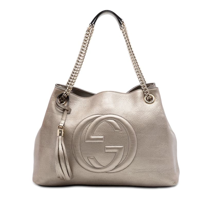 Gucci Medium Metallic Calfskin Soho Chain Tote