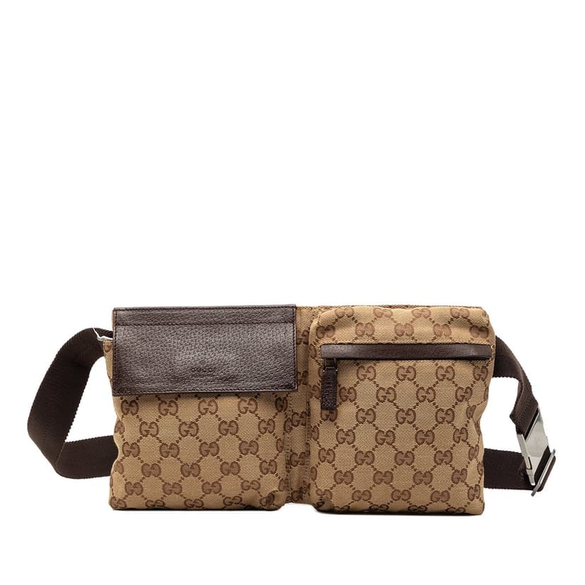 Gucci GG Canvas Double Pocket Belt Bag