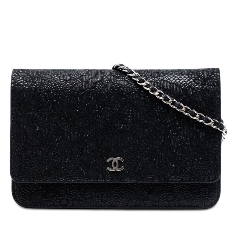 Chanel CC Lace Overlay Goatskin Wallet On Chain