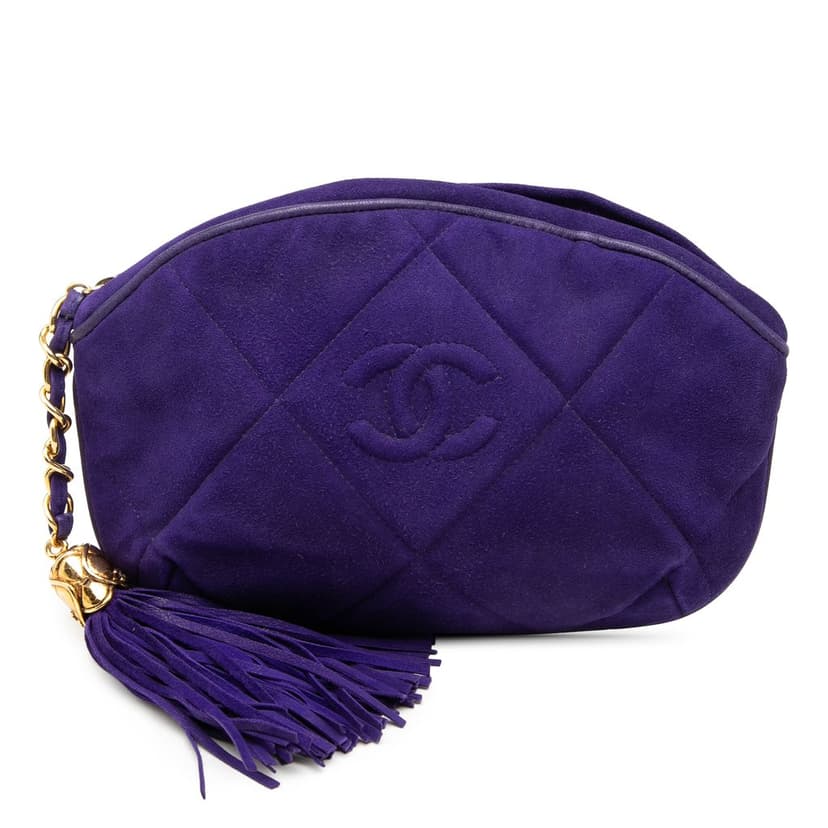 Chanel CC Suede Tassel Clutch
