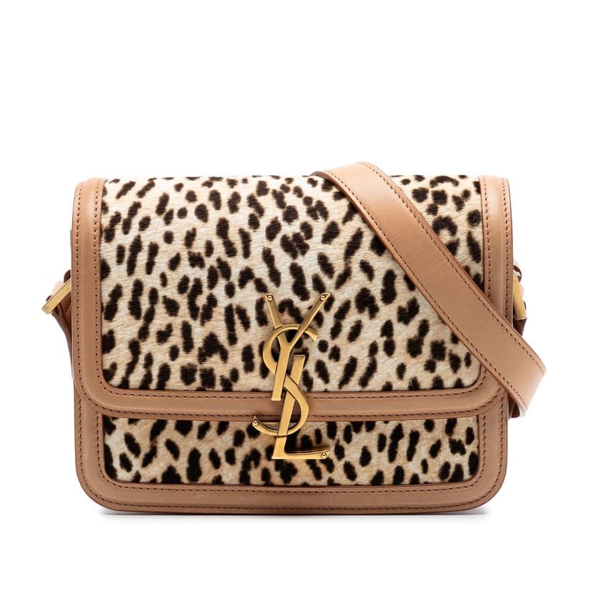 Saint Laurent Small Calf Hair Leopard Print Solferino Satchel In Box