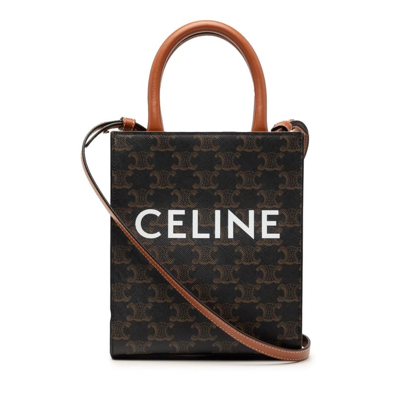 Celine Mini Triomphe Coated Canvas Vertical Cabas Satchel