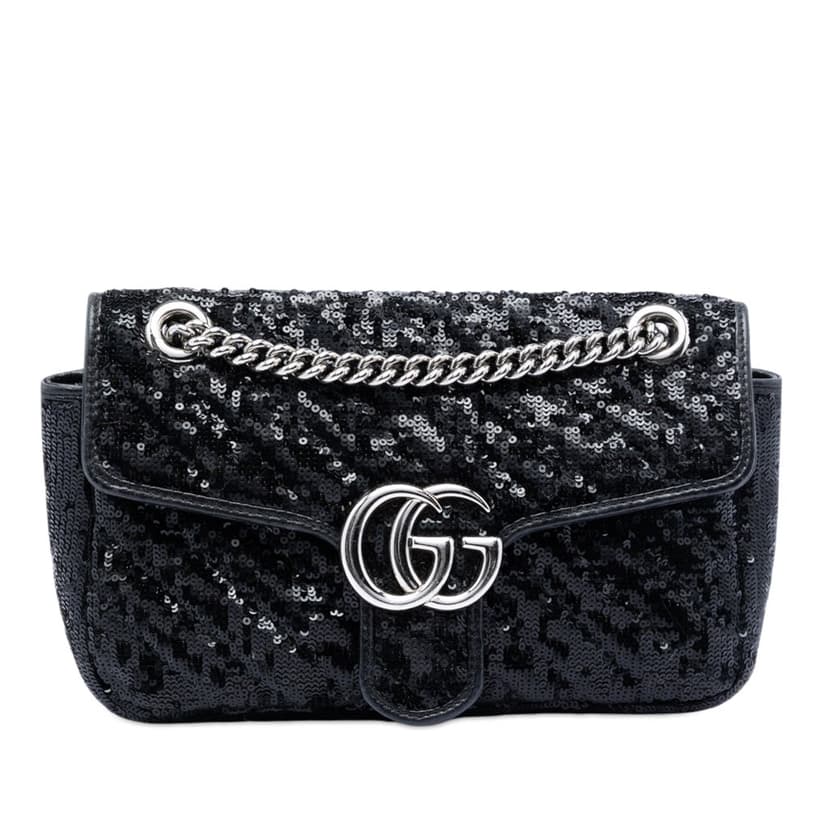 Gucci Medium GG Marmont Matelasse Sequin and Leather Shoulder Bag