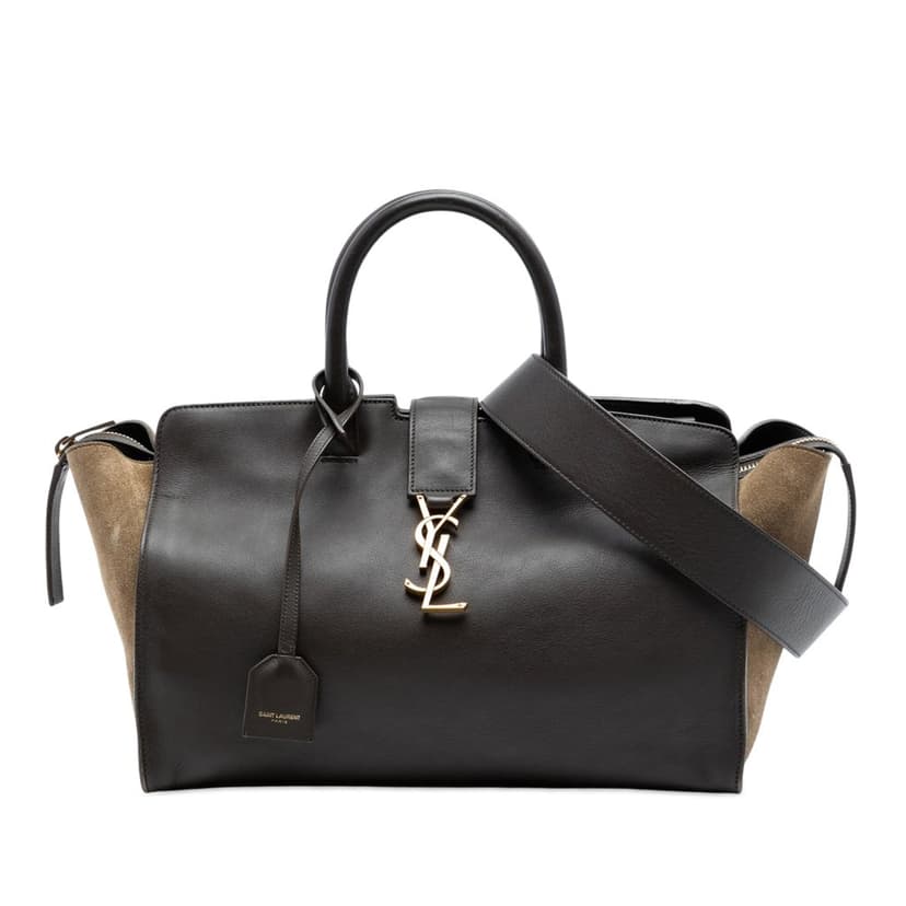 Saint Laurent Small Suede Trimmed Leather Downtown Cabas Satchel