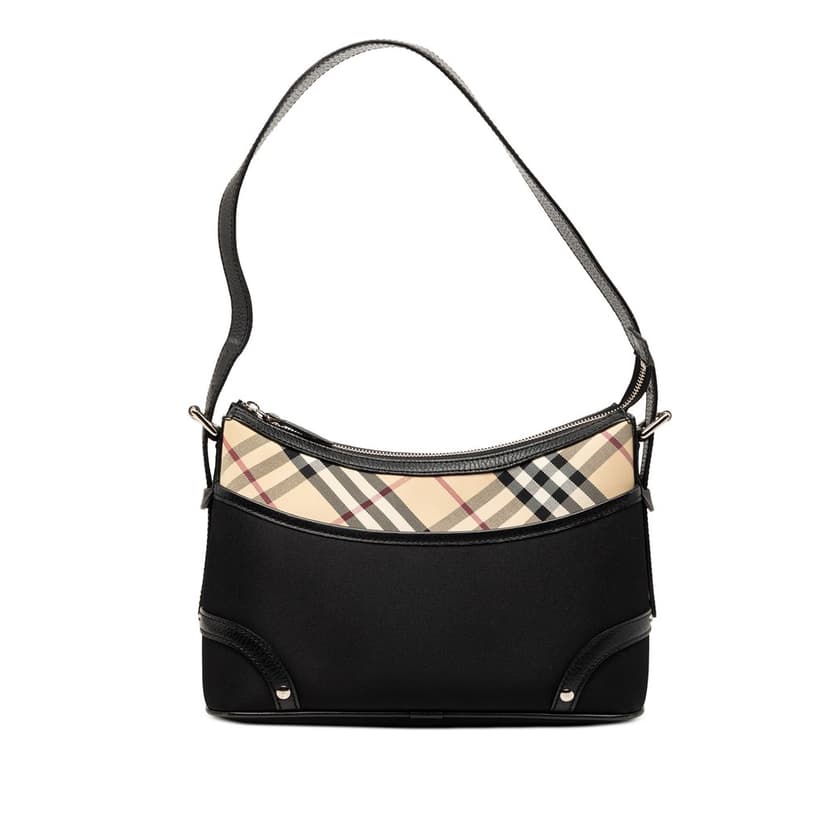 Burberry Nova Check Trimmed Canvas Shoulder Bag