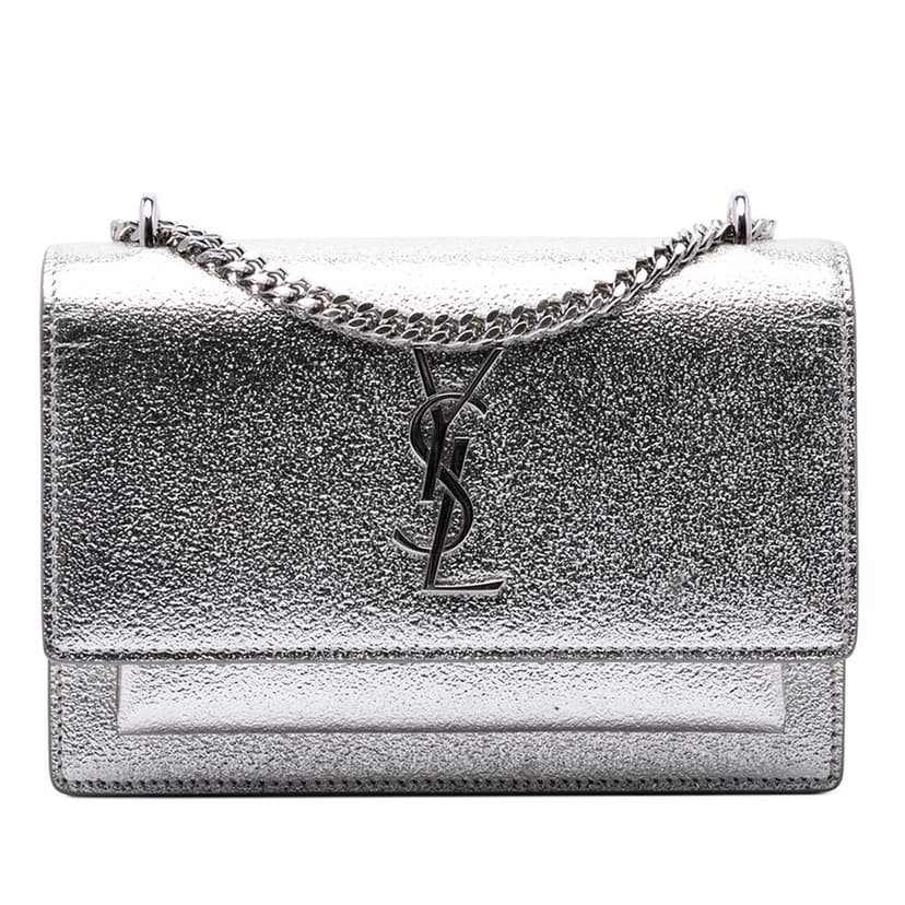 Saint Laurent Mini Metallic Calfskin Monogram Sunset Wallet on Chain