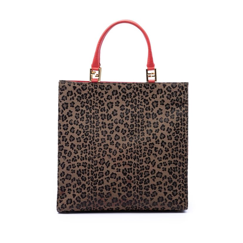 Fendi Leopard Print Canvas Tote