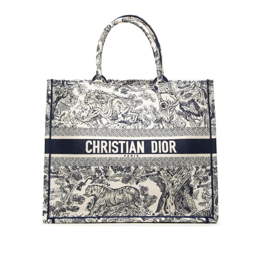 Dior Large Canvas Embroidered Dioriviera Toile De Jouy Book Tote