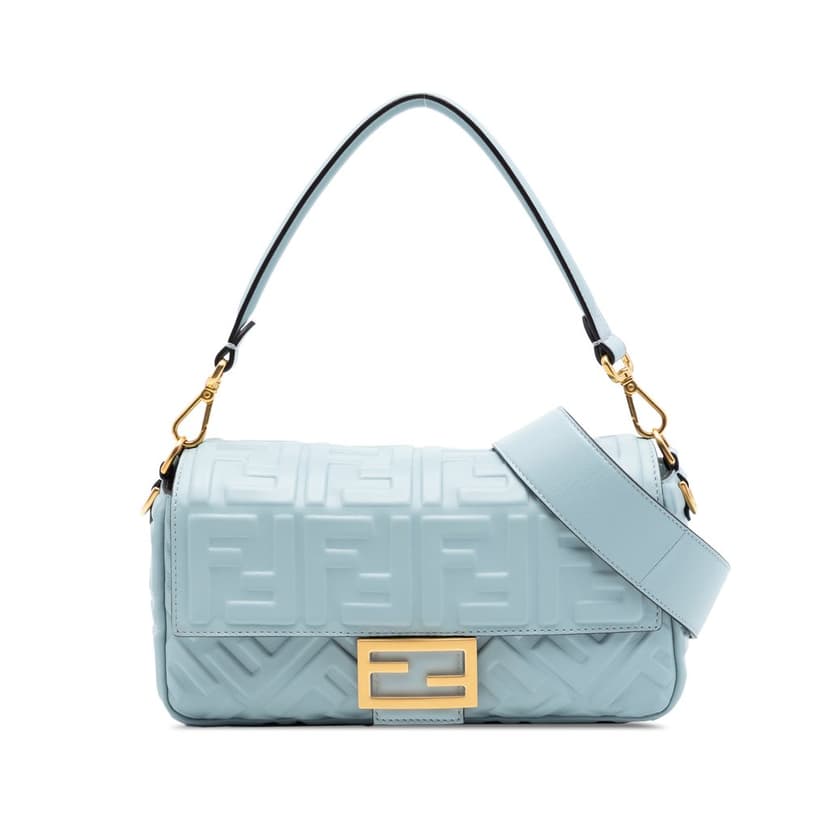 Fendi Zucca Embossed Leather Baguette Satchel