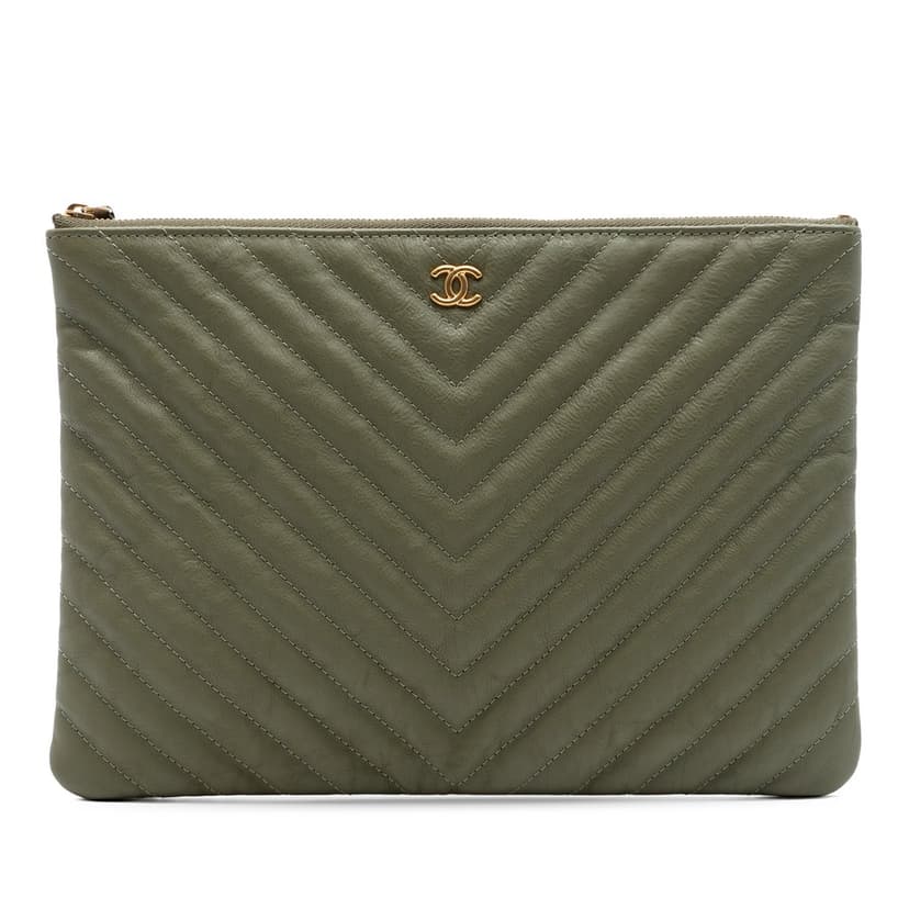 Chanel Medium Chevron Calfskin O Case Clutch